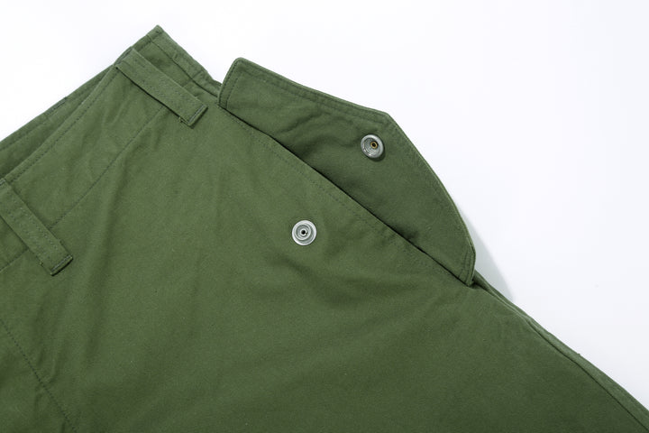 Wasew WSW-26S-011 Military Double Knee Work Pants - Olive | Made in Japan | Flap Side Pocket Detail Snap Button
