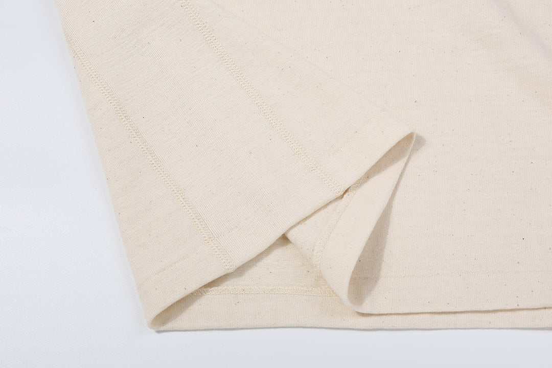 Stevenson Overall Co. SH Side Flex Loopwheeled Henley Neck T-Shirt Oatmeal Made In Japan side panel