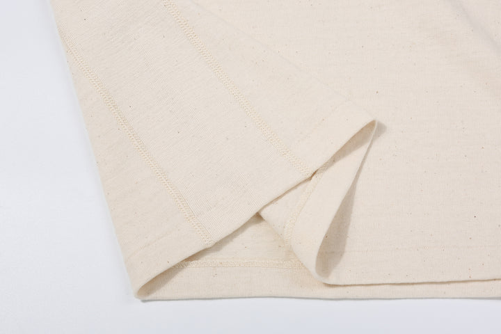 Stevenson Overall Co. SH Side Flex Loopwheeled Henley Neck T-Shirt Oatmeal Made In Japan side panel