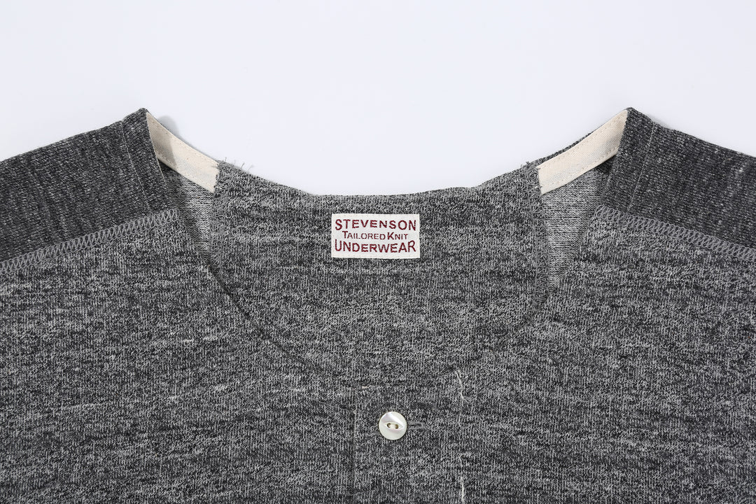 Stevenson Overall Co. SH Side Flex Loopwheeled Henley Neck T-Shirt Heather Gray Made In Japan label