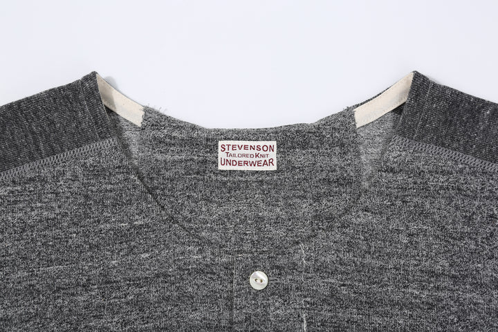 Stevenson Overall Co. SH Side Flex Loopwheeled Henley Neck T-Shirt Heather Gray Made In Japan label