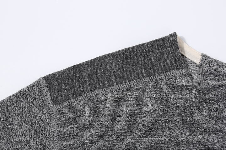 Stevenson Overall Co. SH Side Flex Loopwheeled Henley Neck T-Shirt Heather Gray Made In Japan shoulder