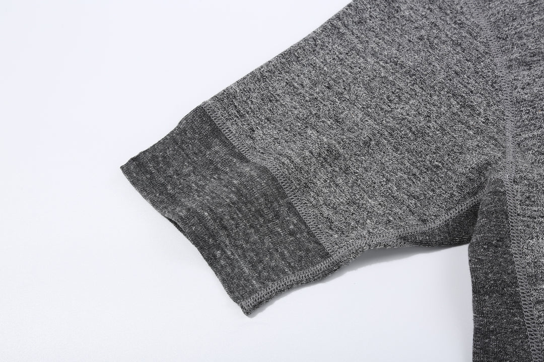Stevenson Overall Co. SH Side Flex Loopwheeled Henley Neck T-Shirt Heather Gray Made In Japan sleeve