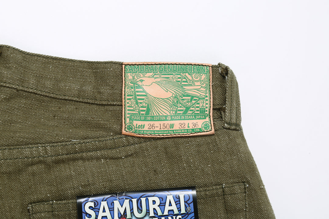 Samurai Jeans S0150GNX Uguisu 17oz selvedge denim classic straight fit leather patch