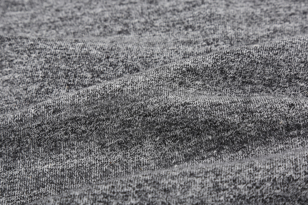 Stevenson Overall Co. SH Side Flex Loopwheeled Henley Neck T-Shirt Heather Gray Made In Japan fabric close up