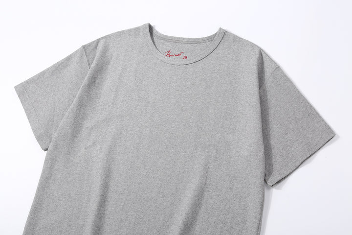 Boncoura reverse-face loopwheel heather grey T-shirt laid-flat front view