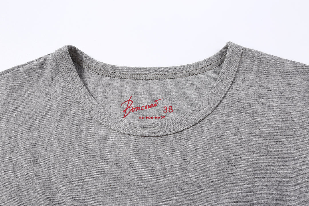 Boncoura reverse-face heather grey T-shirt crew neck detail
