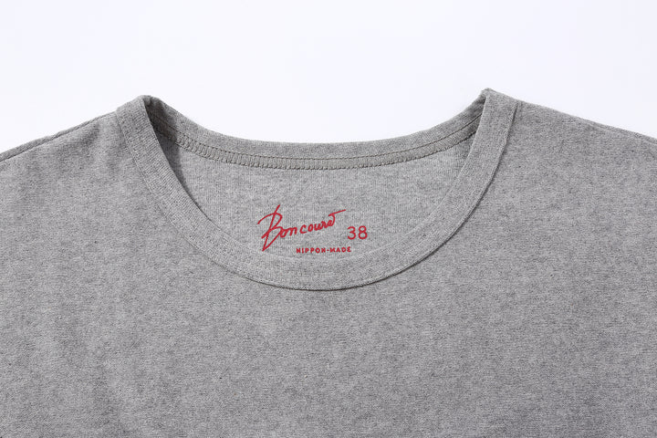 Boncoura reverse-face heather grey T-shirt crew neck detail