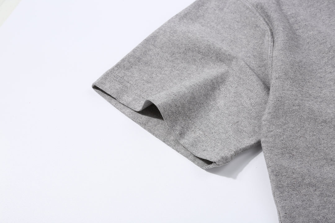 Boncoura heather grey T-shirt sleeve hem construction detail