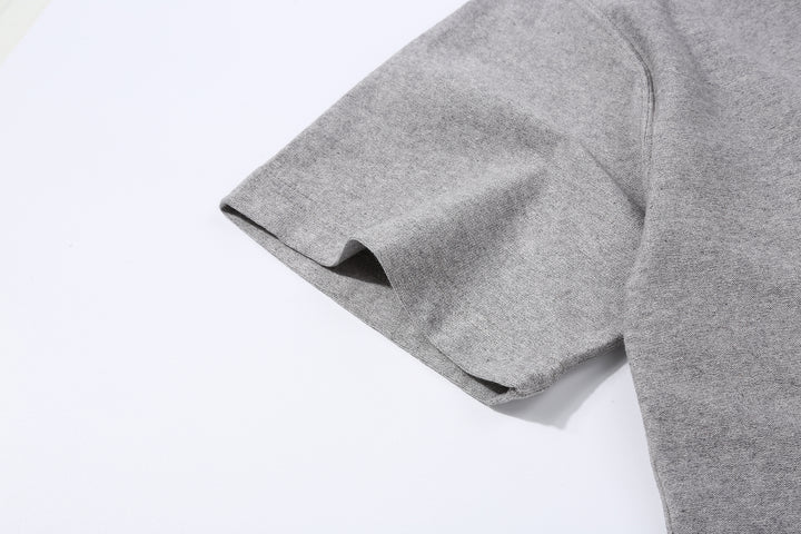 Boncoura heather grey T-shirt sleeve hem construction detail