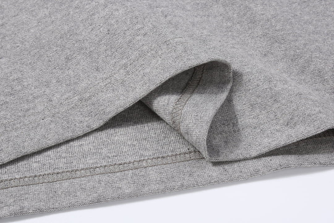 Boncoura reverse-face heather grey T-shirt bottom hem detail