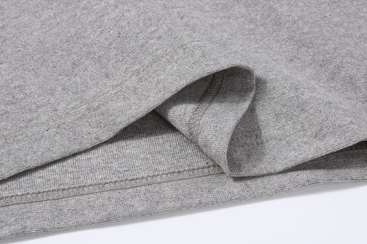 Boncoura reverse-face heather grey T-shirt bottom hem detail