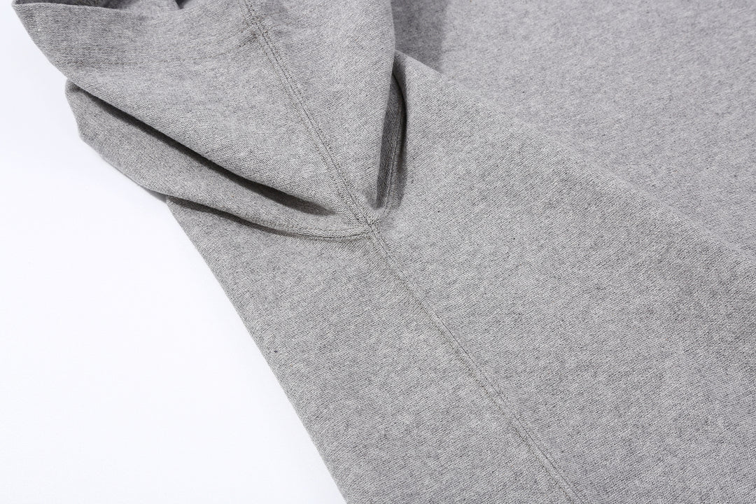 Boncoura reverse-face heather grey T-shirt side seam construction