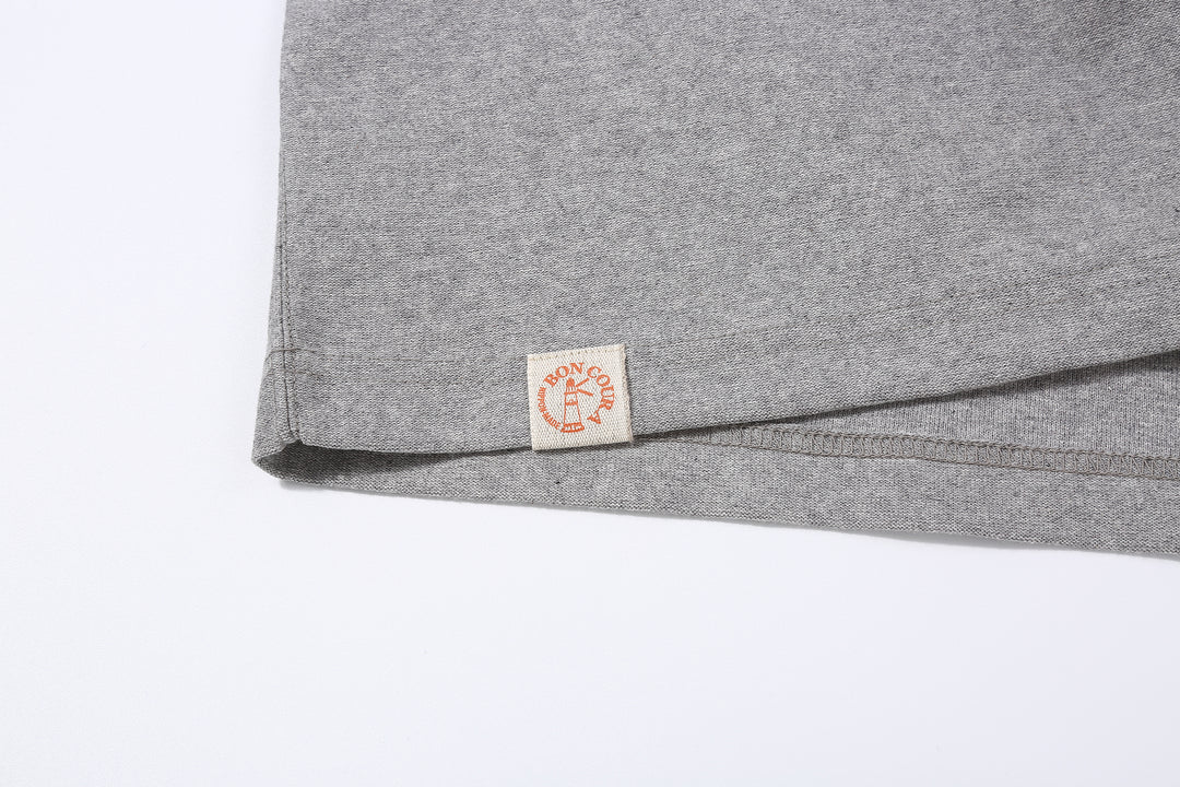 Boncoura heather grey T-shirt lighthouse woven label at hem