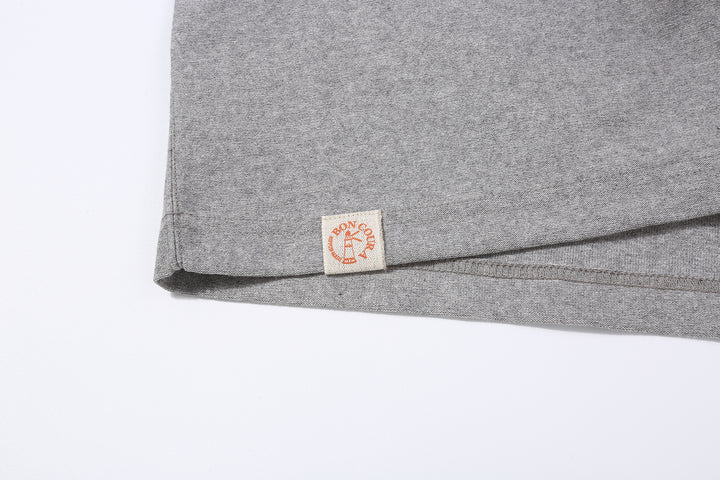 Boncoura heather grey T-shirt lighthouse woven label at hem