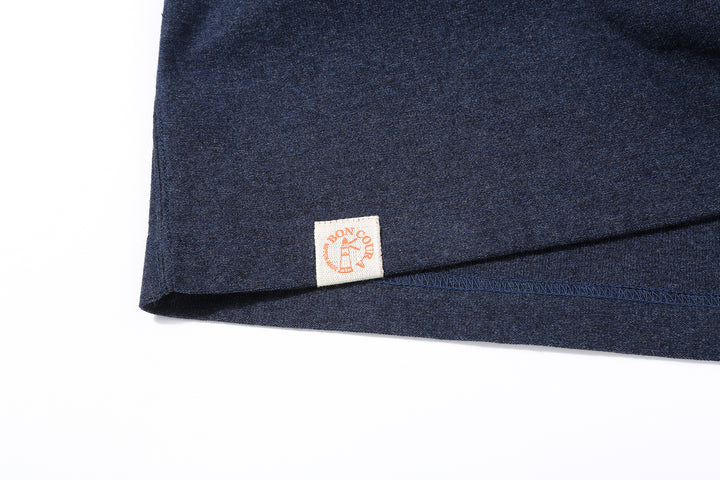 Boncoura heather indigo T-shirt lighthouse woven label at hem