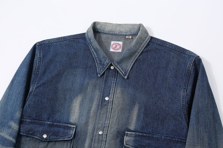Fullcount Hollywood Dude denim jacket used wash selvedge western style short boxy fit Japan detail