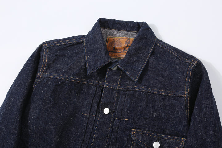 Samurai Jeans S101AX AI Plus 18oz selvedge denim jacket front view collar