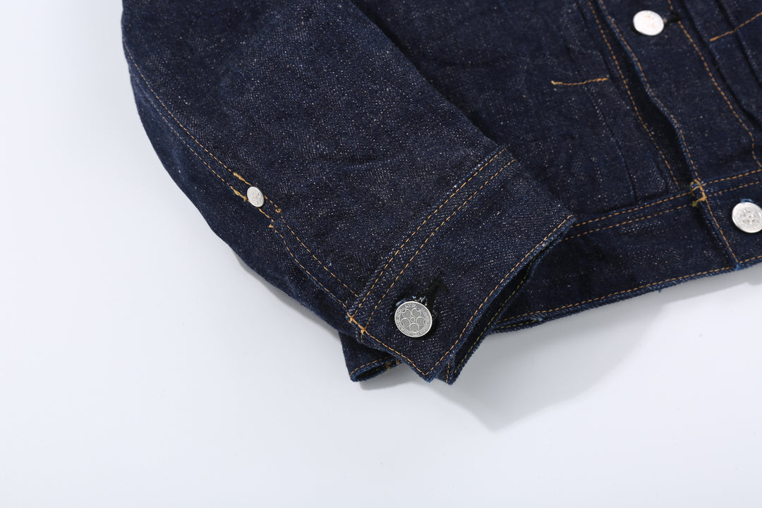 Samurai Jeans S101AX AI Plus 18oz selvedge denim jacket front view cuff button