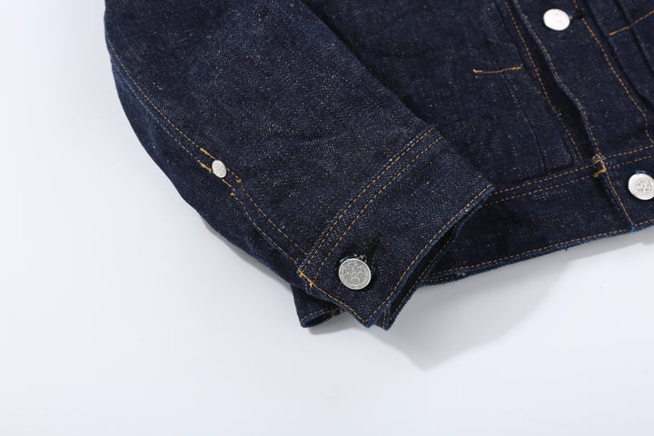 Samurai Jeans S101AX AI Plus 18oz selvedge denim jacket front view cuff button