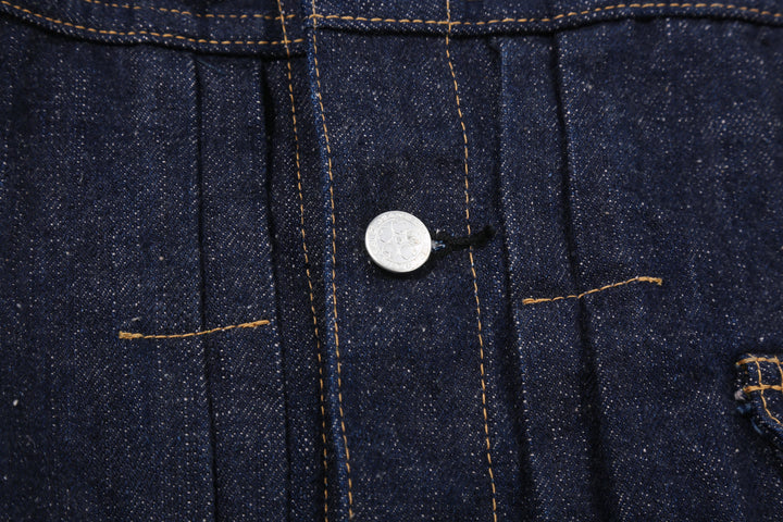 Samurai Jeans S101AX AI Plus 18oz selvedge denim jacket front view button