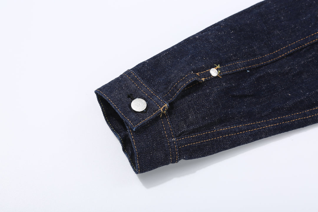 Samurai Jeans S101AX AI Plus 18oz selvedge denim jacket front view cuff