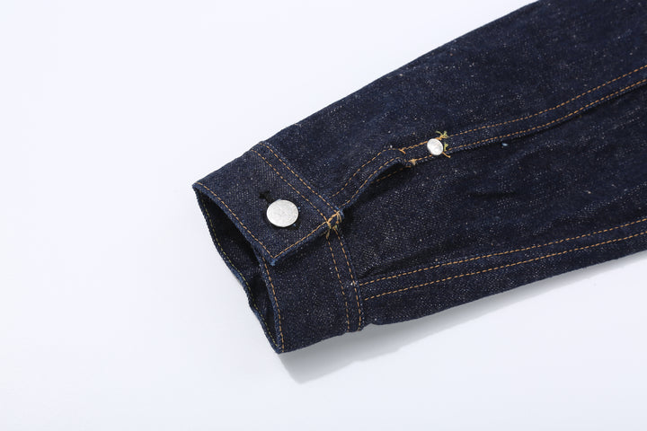 Samurai Jeans S101AX AI Plus 18oz selvedge denim jacket front view cuff