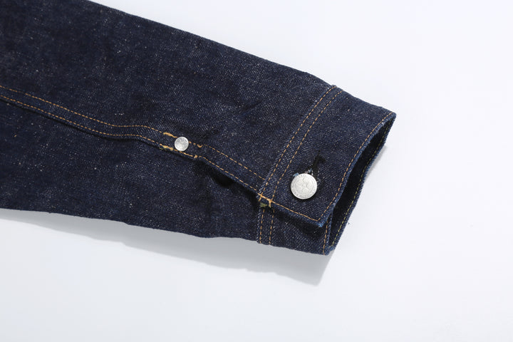 Samurai Jeans S101AX AI Plus 18oz selvedge denim jacket front view rivet