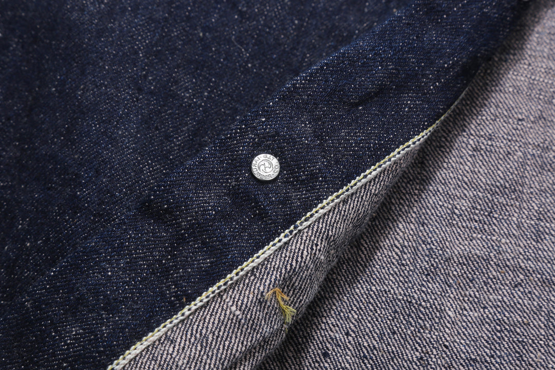 Samurai Jeans S101AX AI Plus 18oz selvedge denim jacket button back side