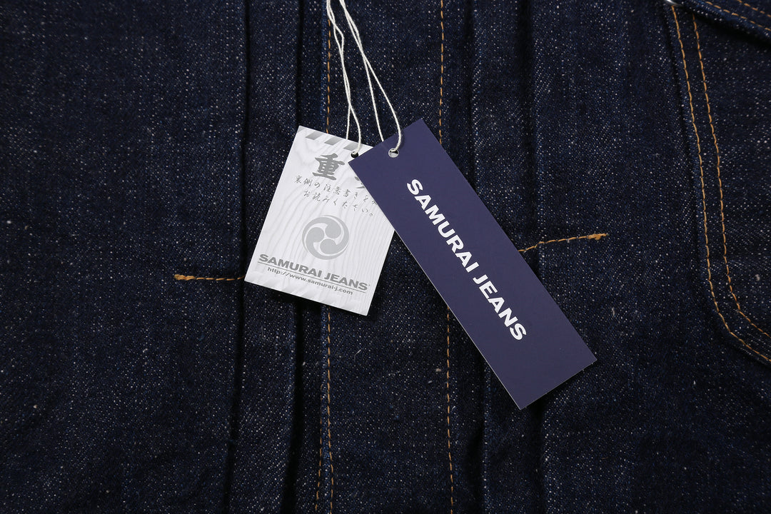 Samurai Jeans S101AX AI Plus 18oz selvedge denim jacket tag