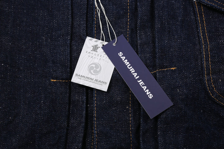 Samurai Jeans S101AX AI Plus 18oz selvedge denim jacket tag