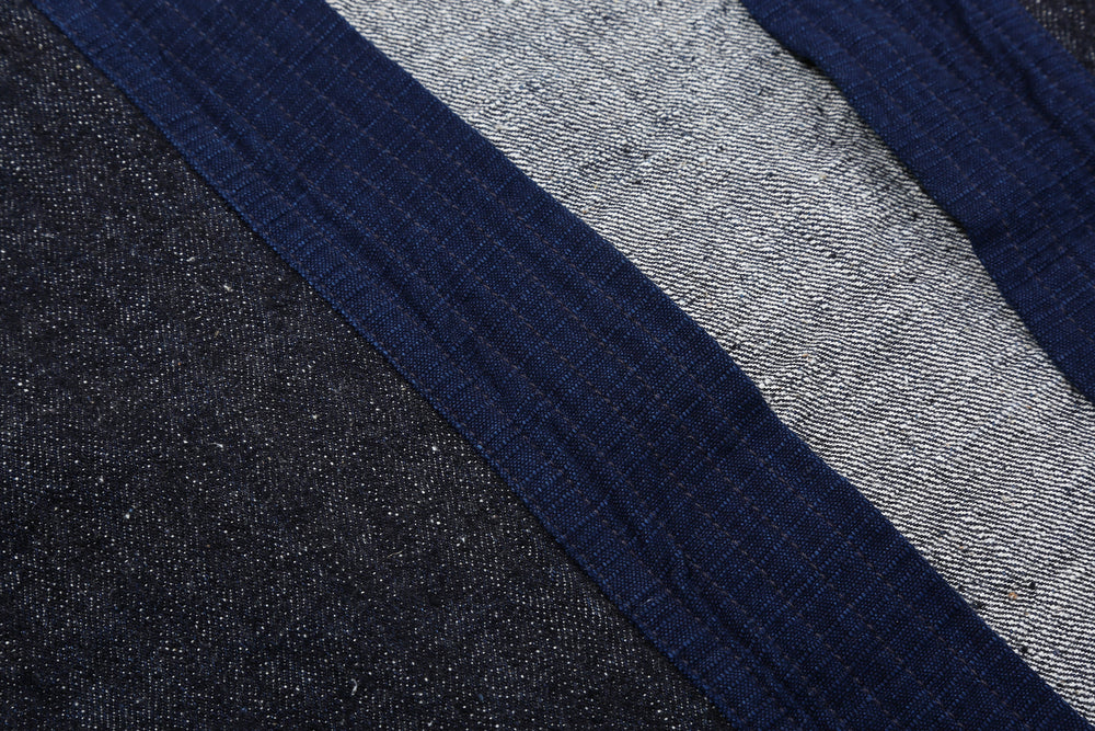 Samurai Jeans SJDH25-H 17oz selvedge denim happi jacket front view close up