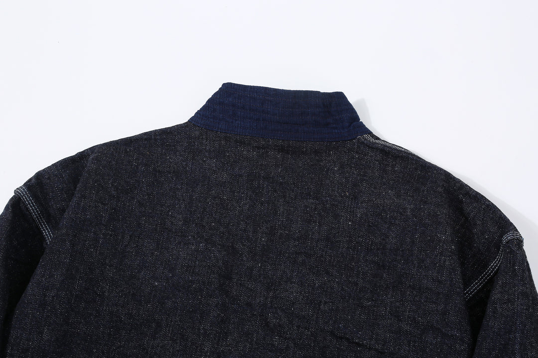 Samurai Jeans SJDH25-H 17oz selvedge denim happi jacket back view collar