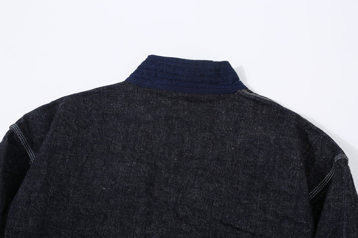 Samurai Jeans SJDH25-H 17oz selvedge denim happi jacket back view collar