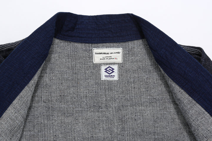 Samurai Jeans SJDH25-H 17oz selvedge denim happi jacket full view label