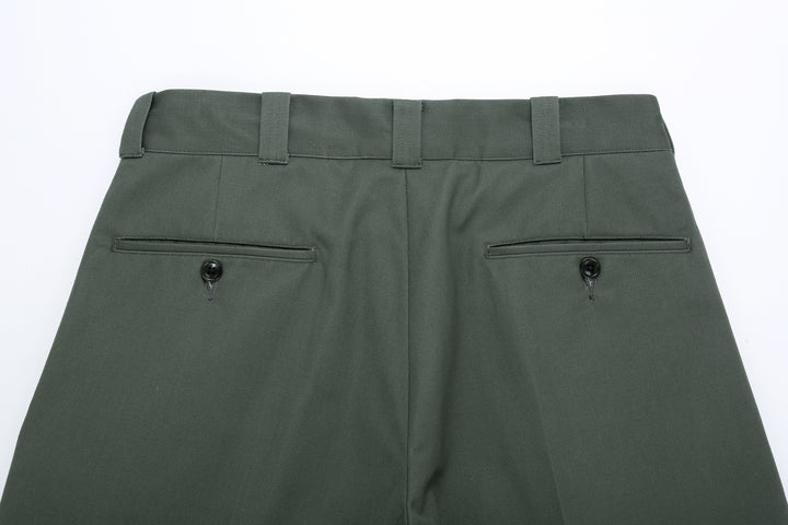 WASEW WSW-25A-010 Vat-Dyed Chino One-Tuck Trousers in wide straight fit, made in Japan back pockets