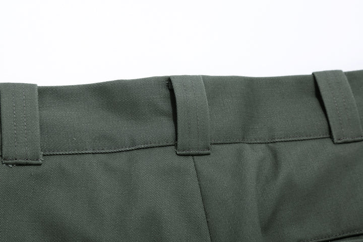 WASEW WSW-25A-010 Vat-Dyed Chino One-Tuck Trousers in wide straight fit, made in Japan belt loop