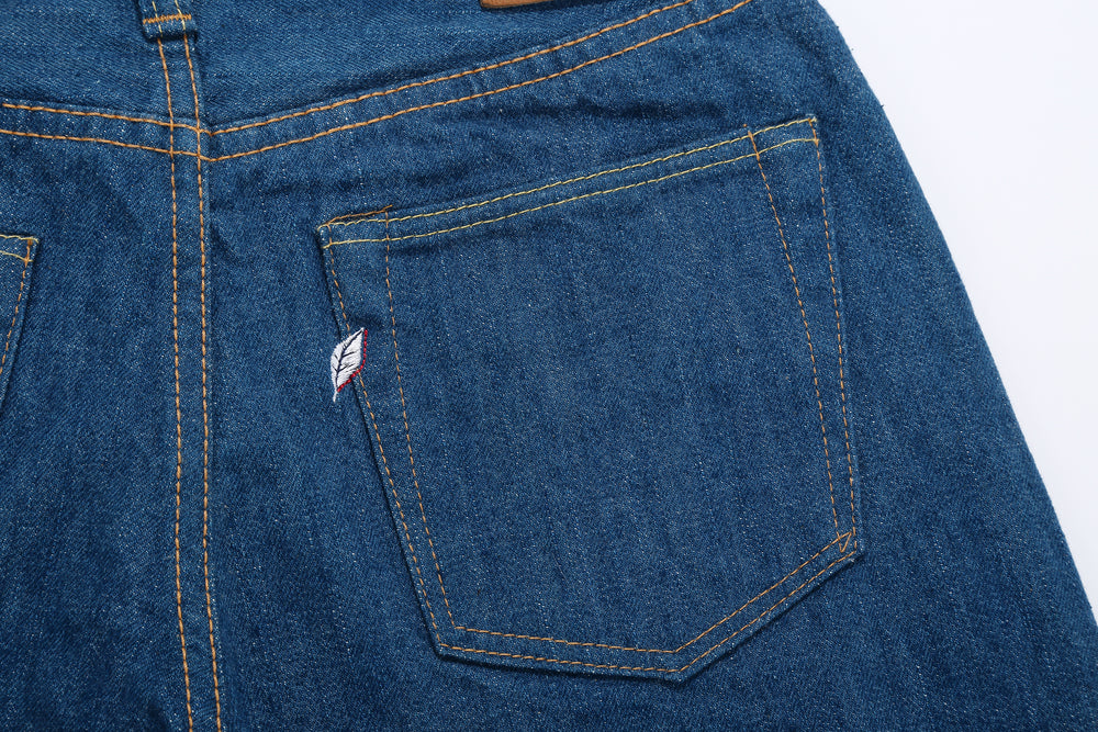 Pure Blue Japan greencast indigo selvedge denim relaxed tapered jeans Japan back pocket