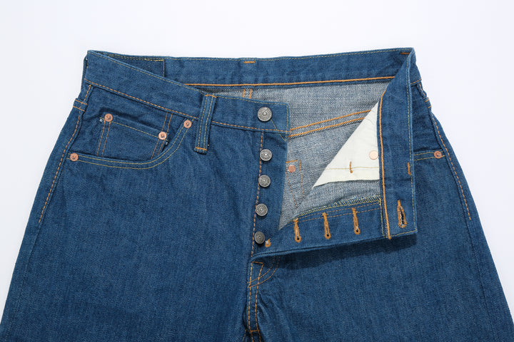 Pure Blue Japan greencast indigo selvedge denim relaxed tapered jeans Japan detail