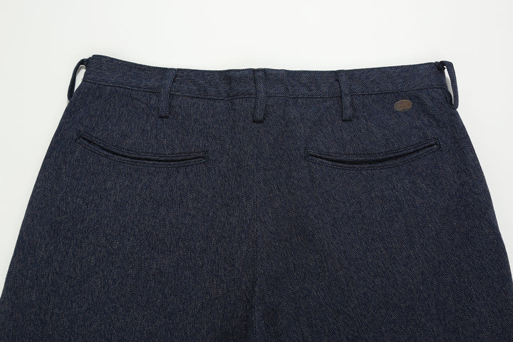Stevenson Overall Co. "Old Glory" 12oz Selvedge Cotton Twill Trousers - Heather Indigo Made in Japan - Back Pocket View