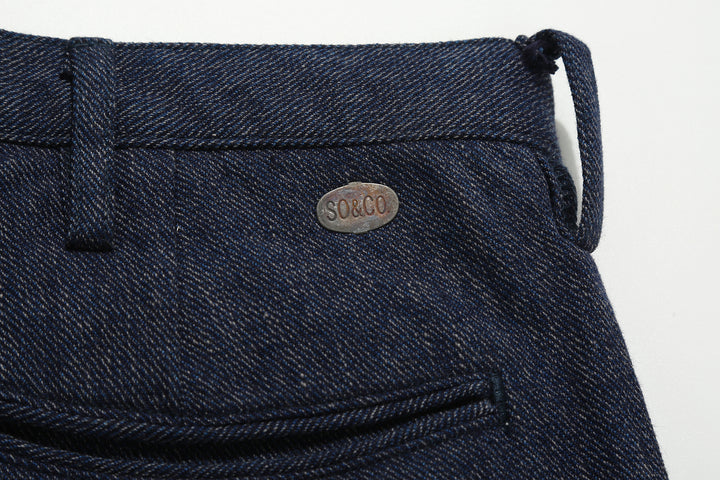 Stevenson Overall Co. "Old Glory" 12oz Selvedge Cotton Twill Trousers - Heather Indigo Made in Japan - Custom SO&CO Copper Badge With Vintage Finish