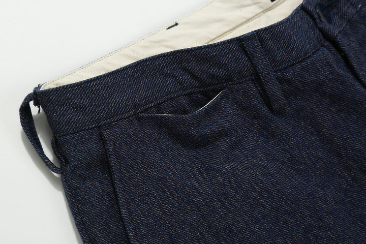 Stevenson Overall Co. "Old Glory" 12oz Selvedge Cotton Twill Trousers - Heather Indigo Made in Japan - Front Coin Pocket Detail