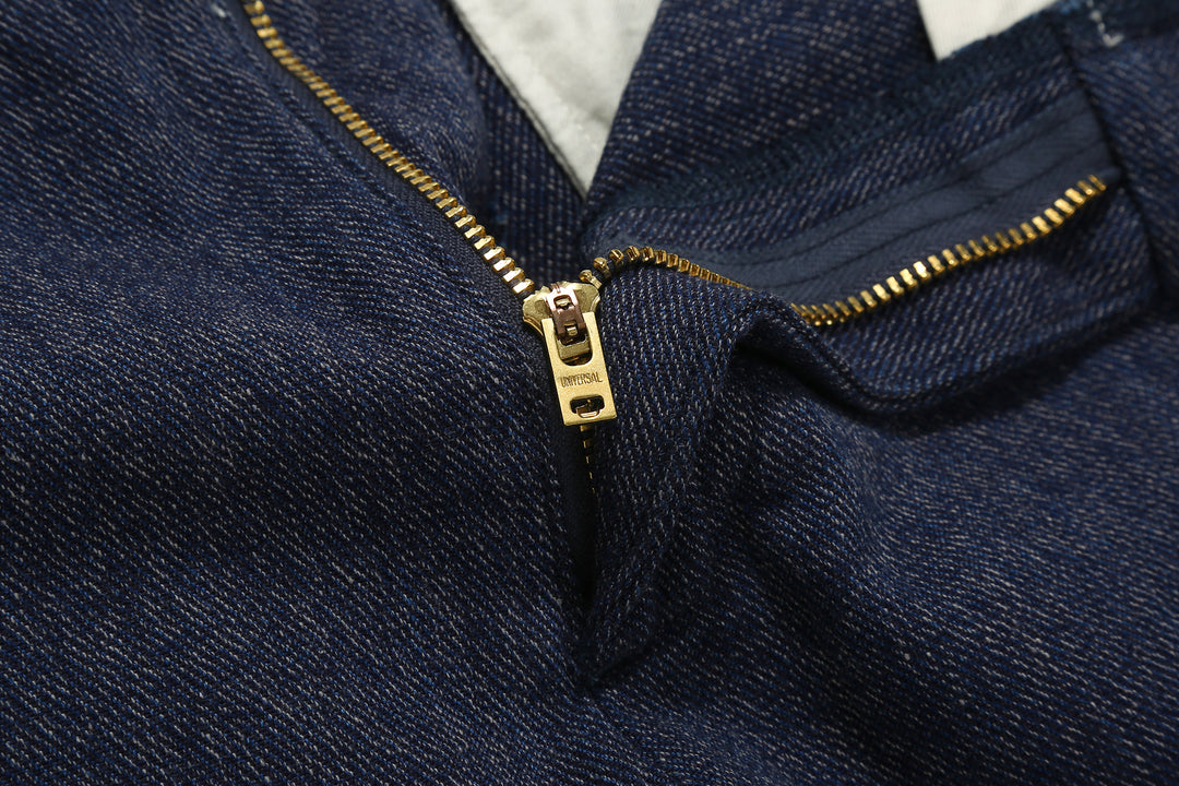 Stevenson Overall Co. "Old Glory" 12oz Selvedge Cotton Twill Trousers - Heather Indigo Made in Japan - Zipper Fly Detail