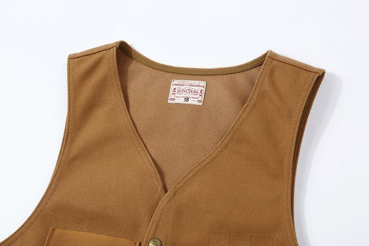 Boncoura Heavy Duck Canvas Utility Vest Mention Exclusive Made in Japan vintage hunting military style duck canvas vest v neck