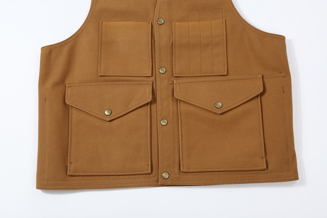 Boncoura Heavy Duck Canvas Utility Vest Mention Exclusive Made in Japan vintage hunting military style duck canvas vest hem