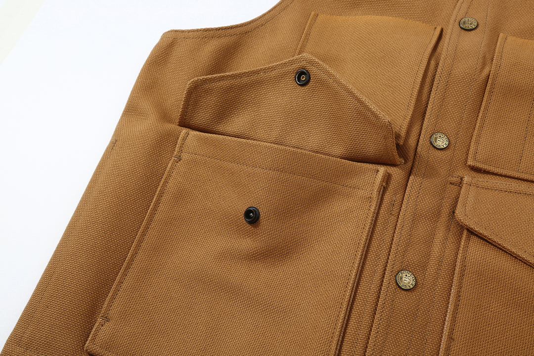 Boncoura Heavy Duck Canvas Utility Vest Mention Exclusive Made in Japan vintage hunting military style duck canvas vest pocket flap