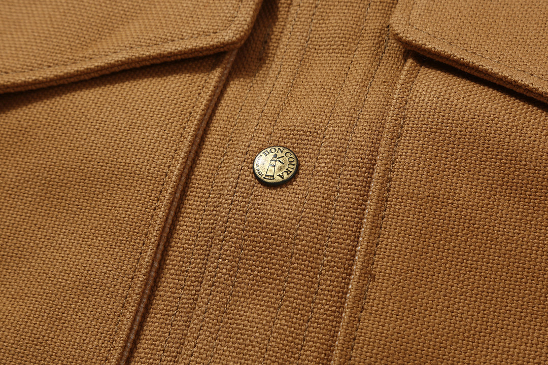 Boncoura Heavy Duck Canvas Utility Vest Mention Exclusive Made in Japan vintage hunting military style duck canvas vest brass snap button