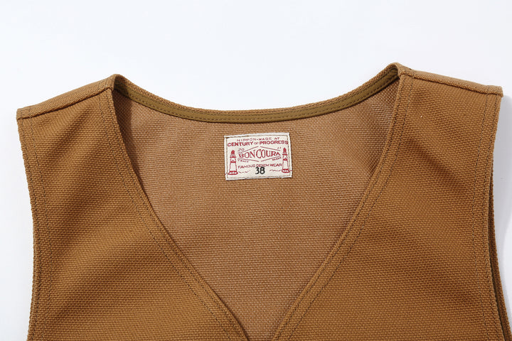 Boncoura Heavy Duck Canvas Utility Vest Mention Exclusive Made in Japan vintage hunting military style duck canvas vest label