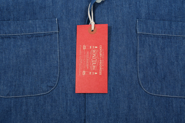 Boncoura Cotton Linen Open Collar Shirt in Light Indigo – Boncoura Hang Tag