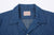 Boncoura Cotton Linen Open Collar Shirt in Light Indigo – Open Collar and Brand Label Detail